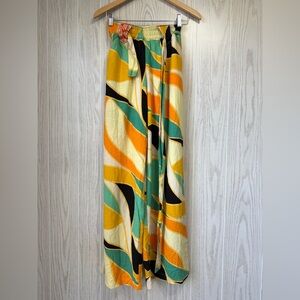 MZ Pink Abstract Tropical Wide-Leg Palazzo Pants Size M LNC